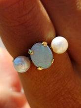 Load image into Gallery viewer, Opal and Pearl Ring - 10K Yellow Gold - Estate