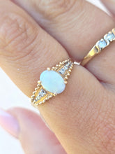 Load image into Gallery viewer, Opal Ring with Diamonds on the Band - 14K Yellow Gold - Estate