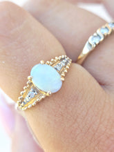 Load image into Gallery viewer, Opal Ring with Diamonds on the Band - 14K Yellow Gold - Estate