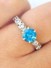 Load image into Gallery viewer, Blue Passion Ring with Diamond Accents - 10K &amp; 14K White and Yellow Gold