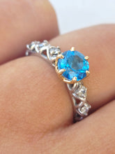 Load image into Gallery viewer, Blue Passion Ring with Diamond Accents - 10K &amp; 14K White and Yellow Gold