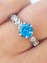 Load image into Gallery viewer, Blue Passion Ring with Diamond Accents - 10K &amp; 14K White and Yellow Gold