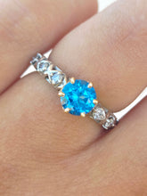Load image into Gallery viewer, Blue Passion Ring with Diamond Accents - 10K &amp; 14K White and Yellow Gold