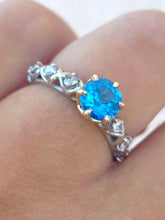 Load image into Gallery viewer, Blue Passion Ring with Diamond Accents - 10K &amp; 14K White and Yellow Gold