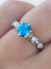 Load image into Gallery viewer, Blue Passion Ring with Diamond Accents - 10K &amp; 14K White and Yellow Gold