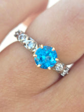 Load image into Gallery viewer, Blue Passion Ring with Diamond Accents - 10K &amp; 14K White and Yellow Gold