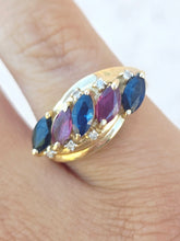 Load image into Gallery viewer, Ruby &amp; Sapphire Ring - 10K Yellow Gold - Estate