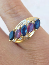 Load image into Gallery viewer, Ruby &amp; Sapphire Ring - 10K Yellow Gold - Estate