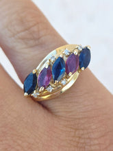 Load image into Gallery viewer, Ruby &amp; Sapphire Ring - 10K Yellow Gold - Estate