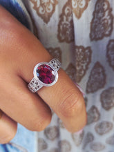 Load image into Gallery viewer, Rhodolite Garnet and Diamond Ring - 14K White Gold