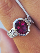 Load image into Gallery viewer, Rhodolite Garnet and Diamond Ring - 14K White Gold