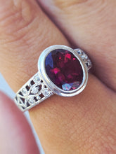 Load image into Gallery viewer, Rhodolite Garnet and Diamond Ring - 14K White Gold