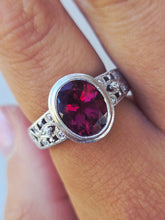 Load image into Gallery viewer, Rhodolite Garnet and Diamond Ring - 14K White Gold