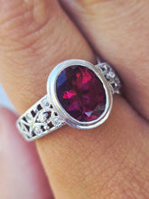 Load image into Gallery viewer, Rhodolite Garnet and Diamond Ring - 14K White Gold
