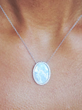 Load image into Gallery viewer, Mother of Pearl Mary w/CZ Border Necklace-Sterling Silver