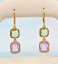 Load image into Gallery viewer, Peridot &amp; Orchid Leverback Earrings *Limited Edition*