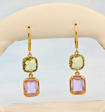 Load image into Gallery viewer, Peridot &amp; Orchid Leverback Earrings *Limited Edition*