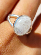 Load image into Gallery viewer, Oval Rainbow Moonstone Ring - Sterling Silver