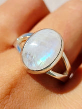 Load image into Gallery viewer, Oval Rainbow Moonstone Ring - Sterling Silver