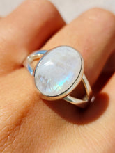 Load image into Gallery viewer, Oval Rainbow Moonstone Ring - Sterling Silver