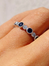 Load image into Gallery viewer, Blue Sapphire and Diamond Band/Ring- 14K White Gold