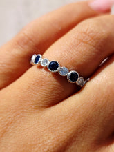 Load image into Gallery viewer, Blue Sapphire and Diamond Band/Ring- 14K White Gold