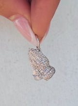 Load image into Gallery viewer, Diamond Praying Hands Pendant - 14K White Gold