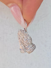 Load image into Gallery viewer, Diamond Praying Hands Pendant - 14K White Gold