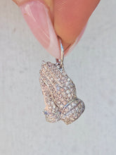 Load image into Gallery viewer, Diamond Praying Hands Pendant - 14K White Gold