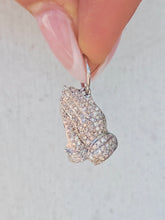 Load image into Gallery viewer, Diamond Praying Hands Pendant - 14K White Gold