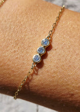 Load image into Gallery viewer, Three Bezel Diamonds on Dainty Gold Bracelet