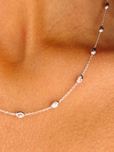 Load image into Gallery viewer, Diamond Cut Oval Moon Bead Chain - Rhodium Plated