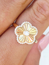 Load image into Gallery viewer, Diamond Fluted Clover Ring - 14K Yellow Gold