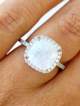 Load image into Gallery viewer, Moonstone &amp; Cubic Zirconia Ring- Sterling Silver