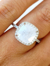 Load image into Gallery viewer, Moonstone &amp; Cubic Zirconia Ring- Sterling Silver