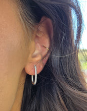 Load image into Gallery viewer, Oval Diamond Hoops - 14K White Gold