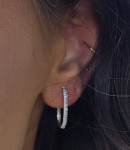 Load image into Gallery viewer, Oval Diamond Hoops - 14K White Gold