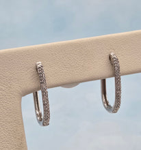 Load image into Gallery viewer, Oval Diamond Hoops - 14K White Gold