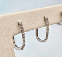 Load image into Gallery viewer, Oval Diamond Hoops - 14K White Gold