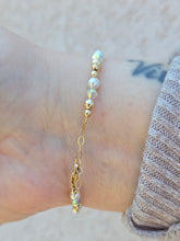 Load image into Gallery viewer, Mini Cross &amp; Pearl &amp; Crystal in Yellow Gold Filled - Our Whole Heart