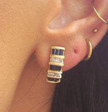 Load image into Gallery viewer, Sapphire &amp; Diamond Omega Back Earrings - 14K Yellow Gold