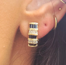Load image into Gallery viewer, Sapphire &amp; Diamond Omega Back Earrings - 14K Yellow Gold