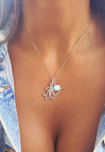 Load image into Gallery viewer, Octopus Larimar and Blue CZ Pendant