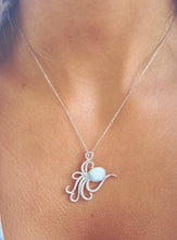 Load image into Gallery viewer, Octopus Larimar and Blue CZ Pendant