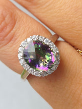 Load image into Gallery viewer, Oval Mystic Topaz &amp; CZ Ring - Sterling Silver