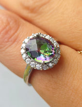 Load image into Gallery viewer, Oval Mystic Topaz &amp; CZ Ring - Sterling Silver