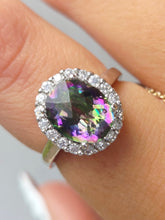 Load image into Gallery viewer, Oval Mystic Topaz &amp; CZ Ring - Sterling Silver