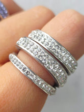 Load image into Gallery viewer, Clear Ombre Crystal Triple Ring - Sterling Silver