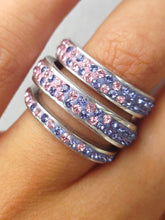 Load image into Gallery viewer, Pink &amp; Purple Ombre Crystal Triple Ring - Sterling Silver