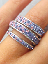 Load image into Gallery viewer, Pink &amp; Purple Ombre Crystal Triple Ring - Sterling Silver